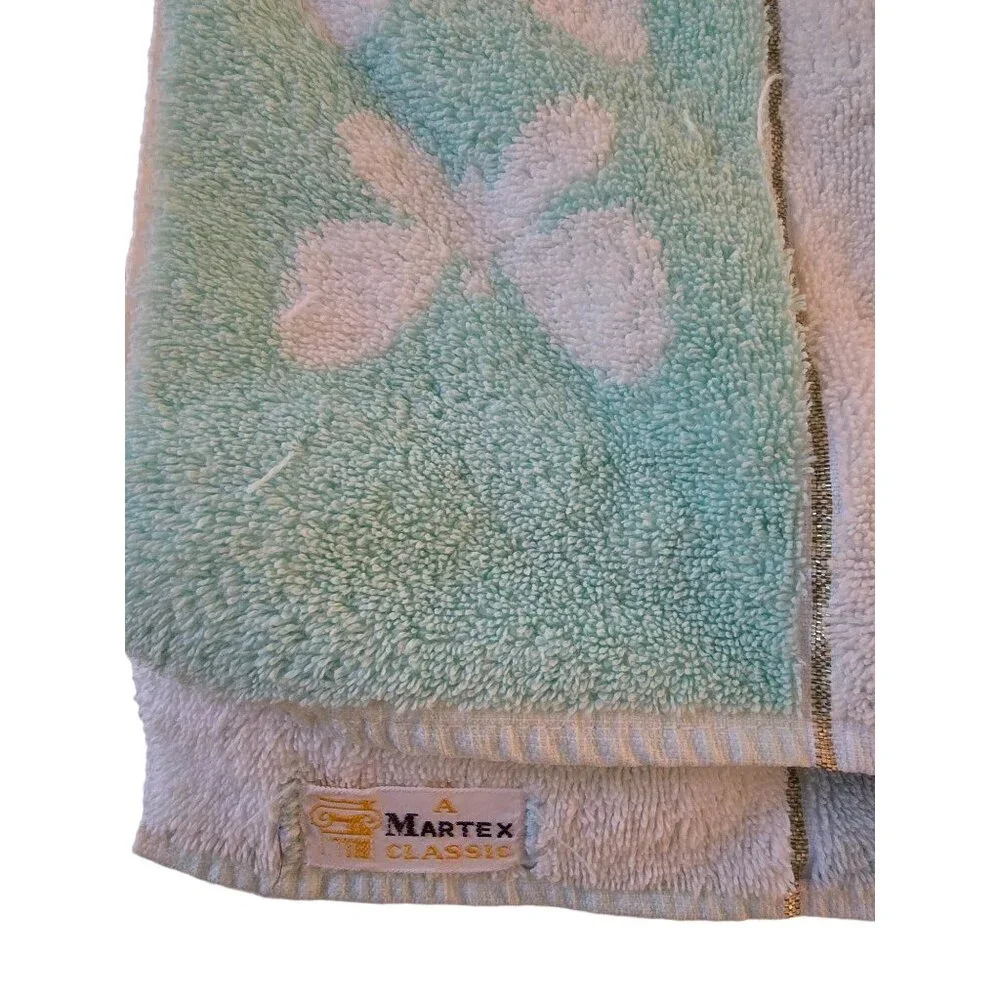 Butterfly Pattern Martex Classic‎ Towels/Washcloth Set Pastel Blue Green Cotton
